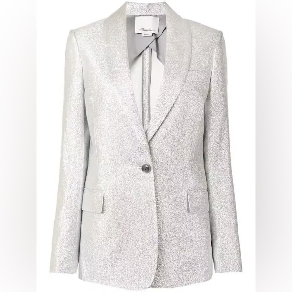 3.1 PHILLIP LIM Single-Breasted Metallic Blazer Size 6 - Picture 1 of 5